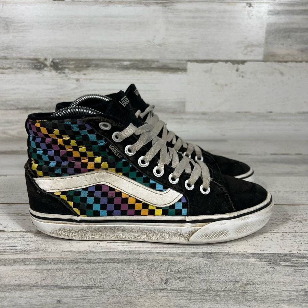 Vans Old‎ Skool Multi Color High Top Checkered Sneakers Skateboarding Shoes US 6
